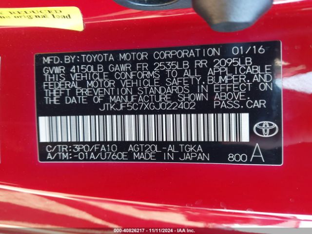JTKJF5C7XGJ022402 Scion TC