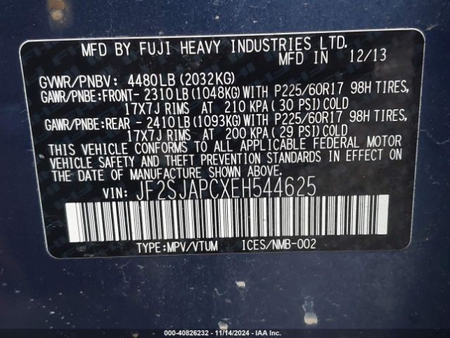 JF2SJAPCXEH544625 Subaru Forester 2.5i Touring