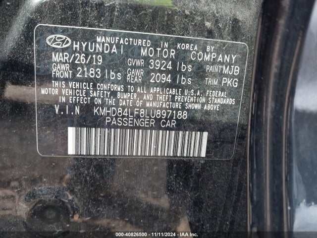 Hyundai Elantra Value Edition 2020 KMHD84LF8LU897188 Image 9