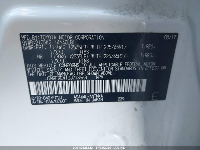 JTMRFREV1JJ718568 Toyota Rav4 Adventure/xle