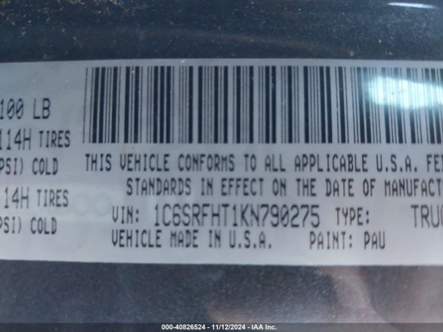 1C6SRFHT1KN790275 RAM 1500 Limited  4x4 5'7 Box