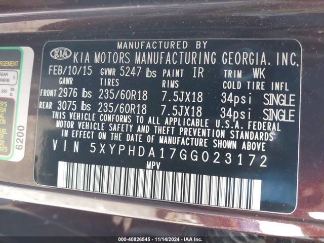 KIA Sorento 2.0t Ex 2016 5XYPHDA17GG023172 Image 9
