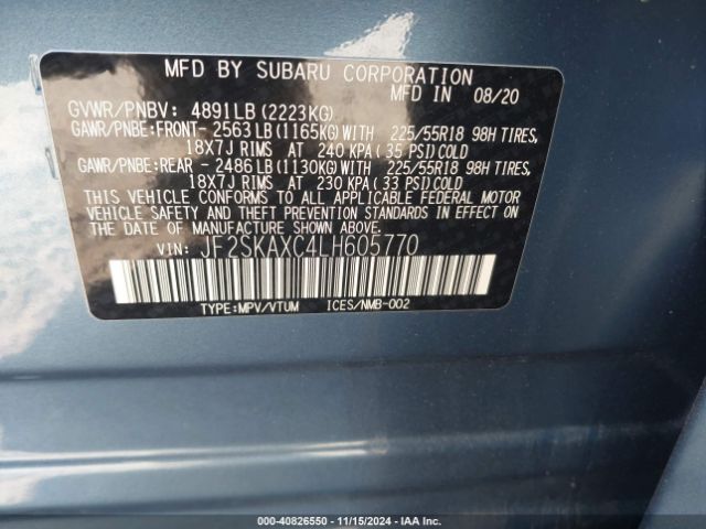 JF2SKAXC4LH605770 Subaru Forester Touring