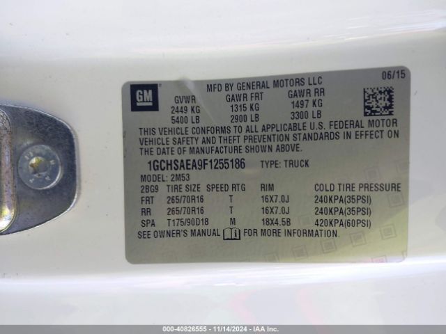 1GCHSAEA9F1255186 Chevrolet Colorado Wt
