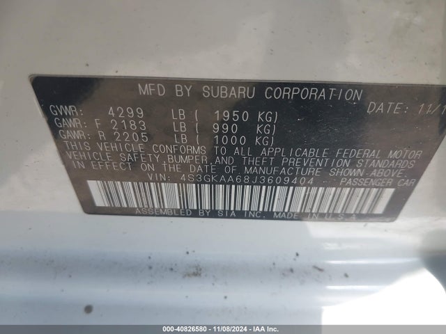 Subaru Impreza 2.0i 2018 4S3GKAA68J3609404 Image 9