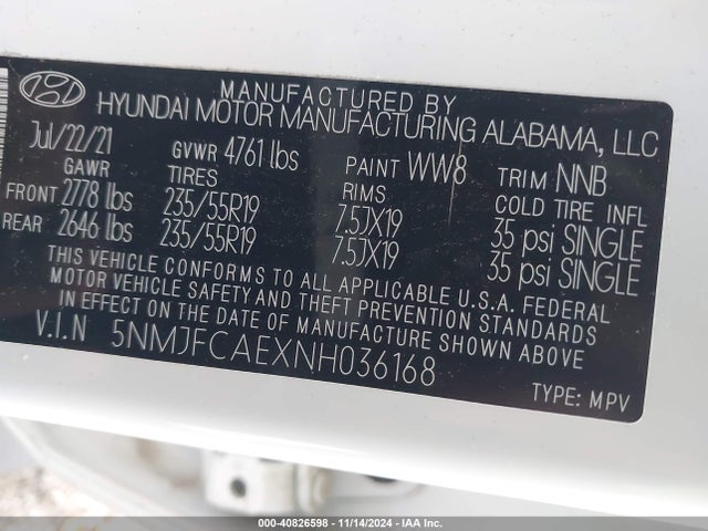 Hyundai TUCSON SEL 2022 5NMJFCAEXNH036168 Image 9