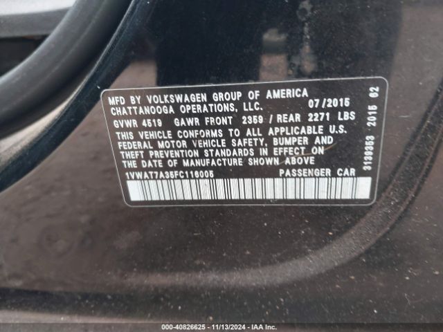 1VWAT7A35FC116005 Volkswagen Passat 1.8t Limited Edition