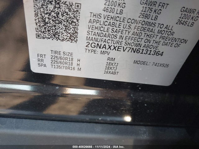Chevrolet Equinox Awd Premier 2022 2GNAXXEV7N6131364 Image 9