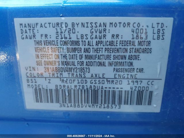 3N1AB8DV4MY218573 Nissan Sentra Sr Xtronic Cvt