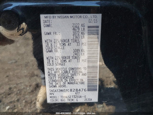 Nissan Rogue Sl 2015 5N1AT2MV1FC828476 Image 9