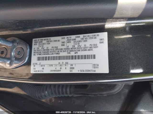 Ford ESCAPE SE 2020 1FMCU9G66LUA11982 Image 9