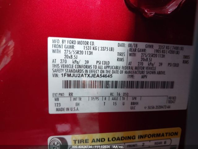 1FMJU2ATXJEA54645 Ford Expedition Limited