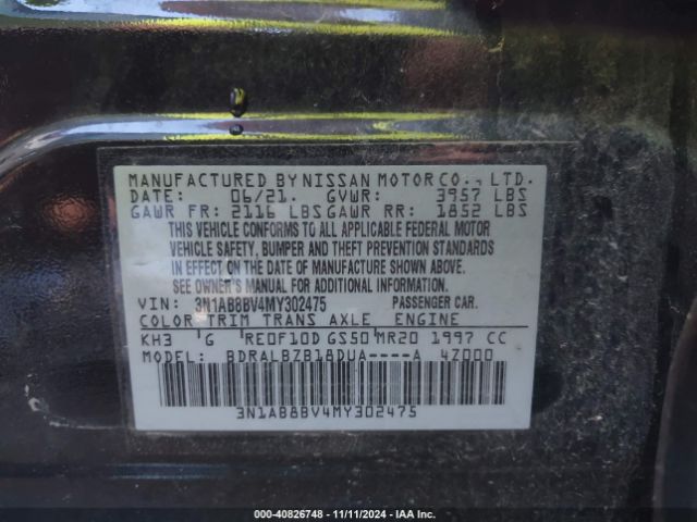 3N1AB8BV4MY302475 Nissan Sentra S Xtronic Cvt