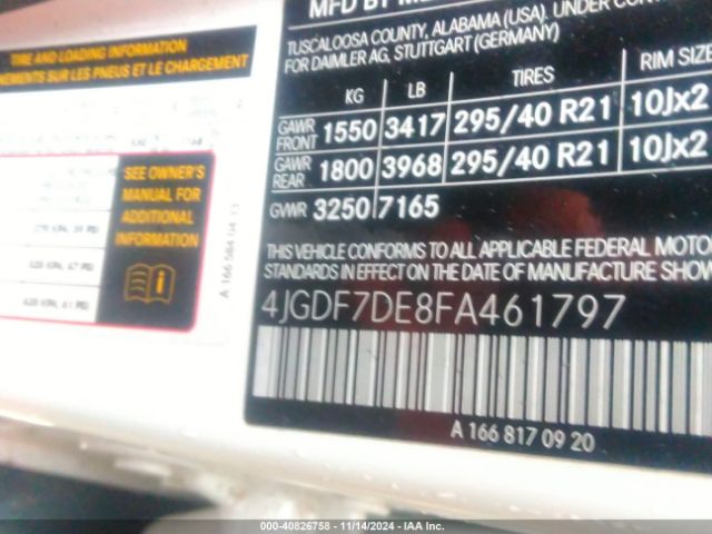 4JGDF7DE8FA461797 Mercedes-Benz Gl 550 4matic