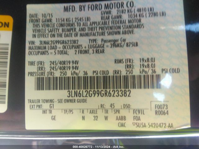 3LN6L2G99GR623382 Lincoln MKZ