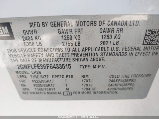 2GNFLFE36F6433515 Chevrolet EQUINOX 1LT