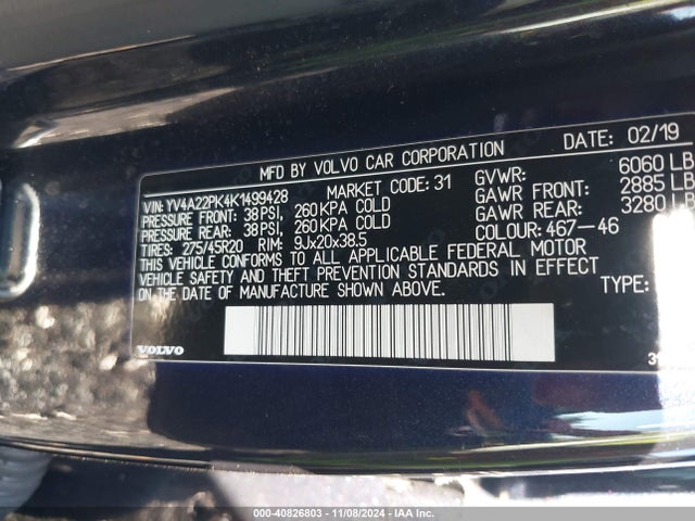 YV4A22PK4K1499428 Volvo Xc90 T6 Momentum