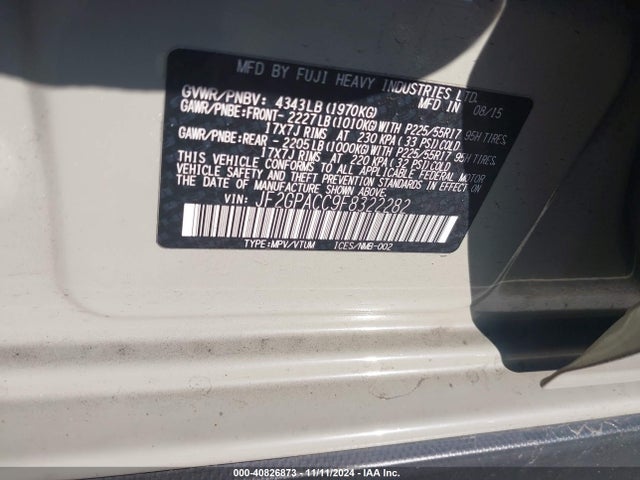 JF2GPACC9F8322282 Subaru Xv Crosstrek 2.0i Premium
