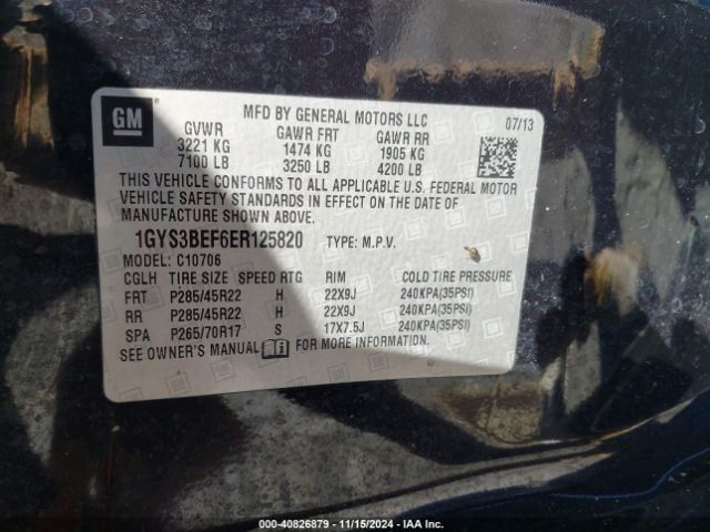 1GYS3BEF6ER125820 Cadillac Escalade Luxury
