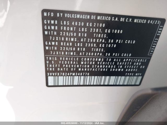 3VVFX7B24PM348776 Volkswagen Taos 1.5t S