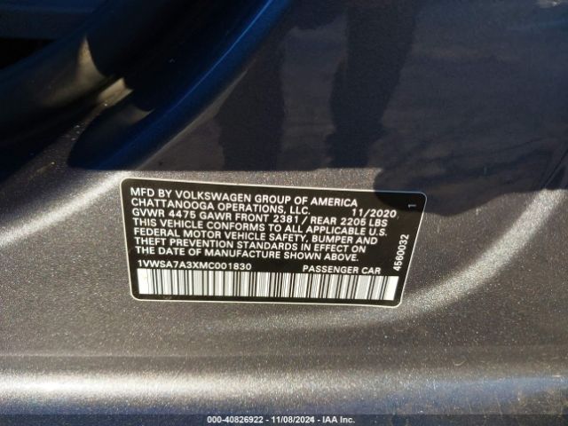 1VWSA7A3XMC001830 Volkswagen Passat 2.0t Se