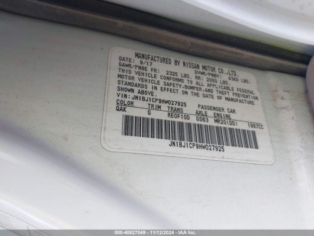 JN1BJ1CP9HW027925 Nissan Rogue Sport S
