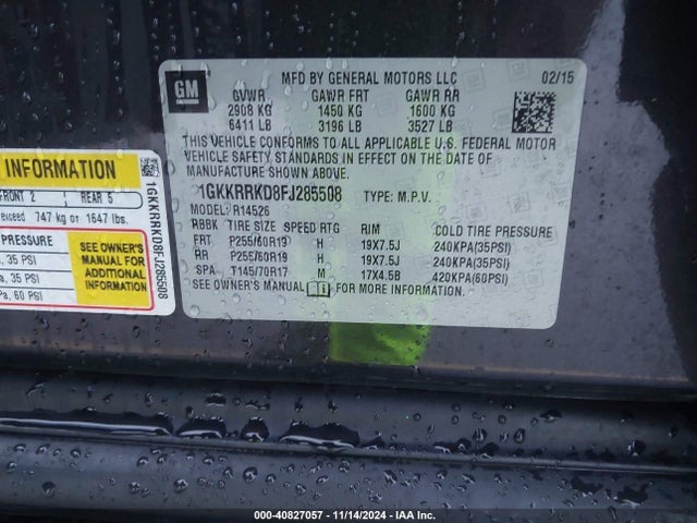 1GKKRRKD8FJ285508 GMC Acadia Slt-1