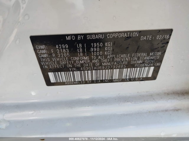 4S3GTAU69J3732685 Subaru Impreza 2.0i Limited