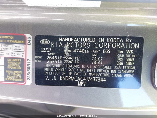 KIA Sportage Lx 2018 KNDPMCAC4J7437344 Image 9