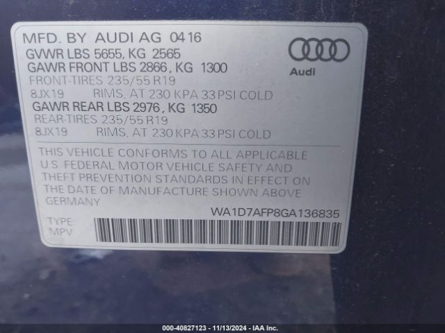 WA1D7AFP8GA136835 Audi Q5 3.0t Premium Plus