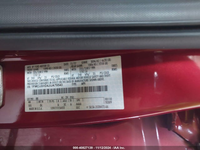 Ford ESCAPE SEL 2018 1FMCU0HD4JUA79543 Image 9