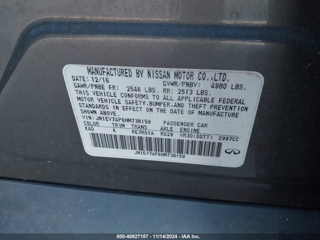JN1EV7AP6HM738159 Infiniti Q50 3.0t Premium