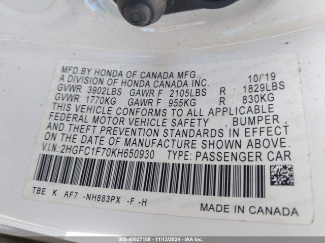 Honda Civic Ex-l 2019 2HGFC1F70KH650930 Image 9