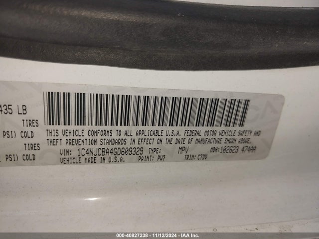 Jeep Compass Sport 2016 1C4NJCBA4GD609329 Image 9