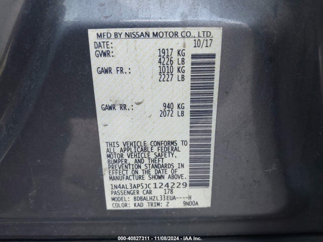 Nissan Altima 2.5 Sr 2018 1N4AL3AP5JC124229 Image 9