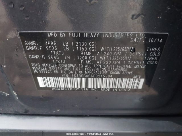 4S4BSBAC6F3245394 Subaru Outback 2.5i