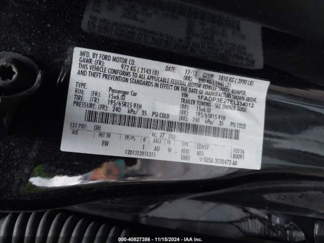 1FADP3E27EL234012 Ford FOCUS S