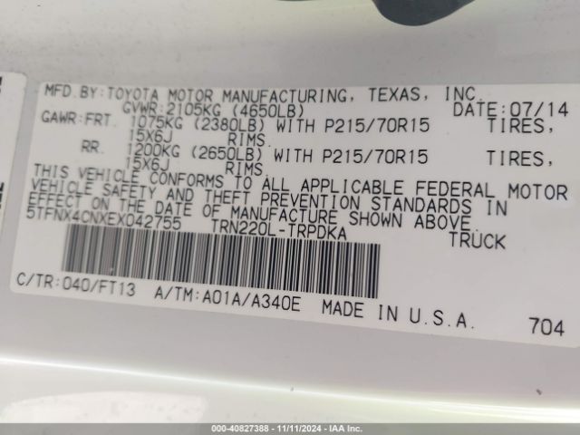 5TFNX4CNXEX042755 Toyota Tacoma