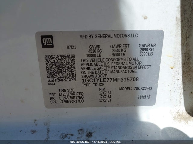 Chevrolet Silverado 2500hd 4wd  Standard Bed Wt 2021 1GC1YLE77MF315708 Image 9