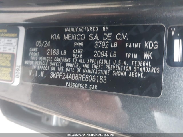 KIA FORTE LX 2024 3KPF24AD6RE806183 Image 9