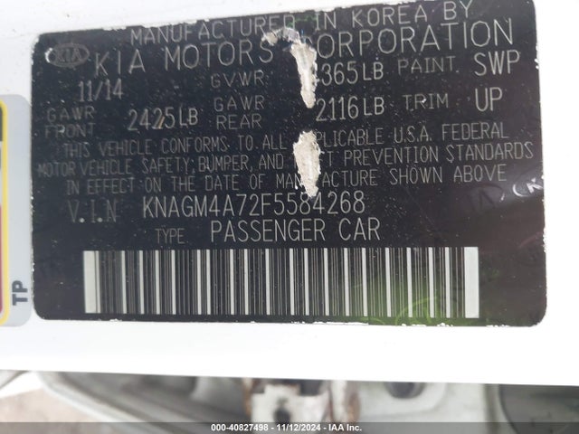 KIA Optima Lx 2015 KNAGM4A72F5584268 Image 9
