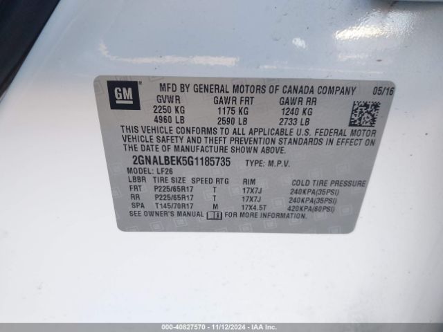 2GNALBEK5G1185735 Chevrolet EQUINOX LS