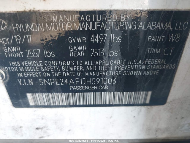 Hyundai SONATA SE 2018 5NPE24AF1JH591003 Image 9