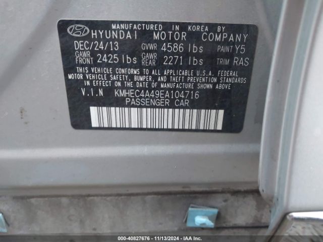 KMHEC4A49EA104716 Hyundai Sonata Hybrid Limited