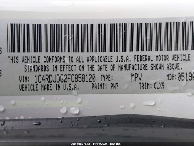 Dodge DURANGO LIMITED 2015 1C4RDJDG2FC858120 Image 9