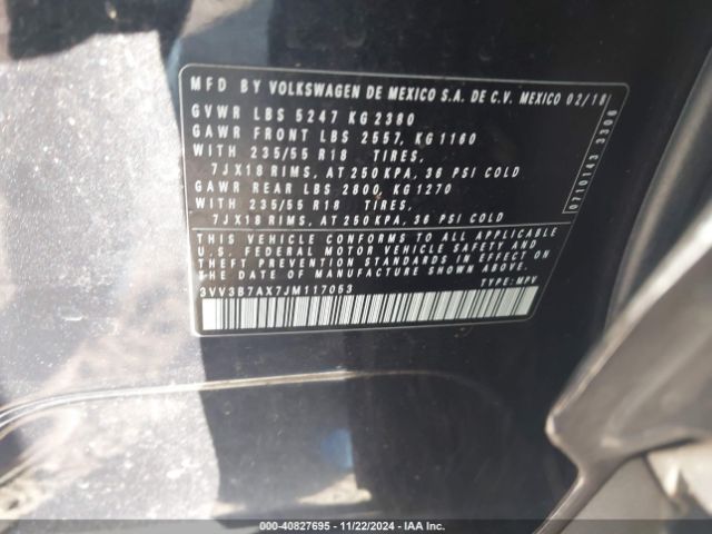 3VV3B7AX7JM117053 Volkswagen 2018