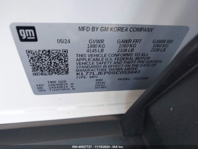 KL77LJEP0SC053443 Chevrolet Trax Fwd 2rs