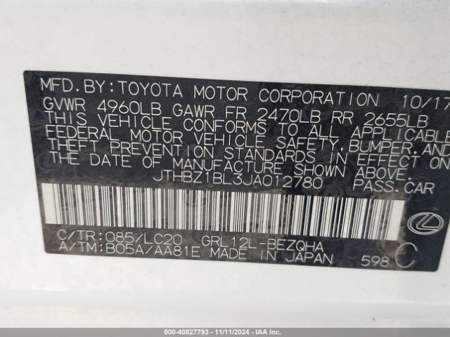 JTHBZ1BL3JA012780 Lexus GS 350
