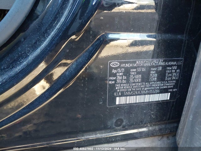 Hyundai Santa Fe Sel 2021 5NMS24AJ9MH355286 Image 9