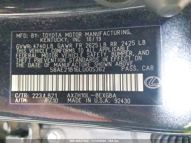58AE21B16LU005362 Lexus Es 300h Luxury